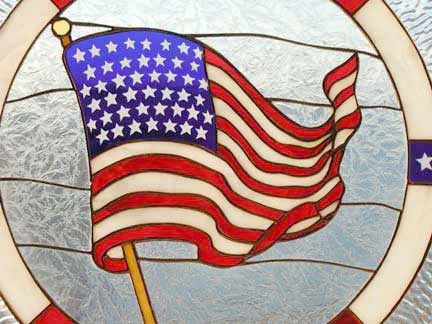 U S Flag in stained glass