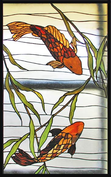 stained glass koi fish window