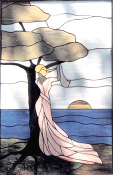 stained glass lady by the sea