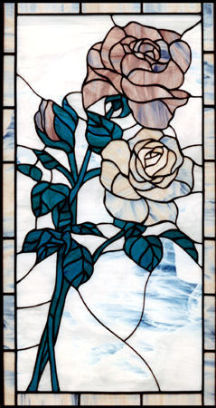 2 roses stained glass window custom glass design