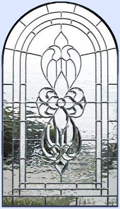 Custom leaded glass arch window with bevel set