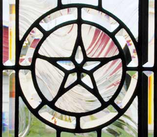 Custom Texas Star leaded glass bevel transom window