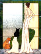 Lady and cats stained leaded glass window