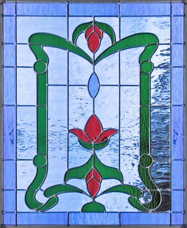 Victorian style stained and leaded glass window