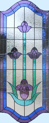 stained and leaded glass tulip custom door window