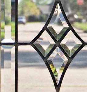 CH76 leaded glass horizontal beveled transom window custom glass design