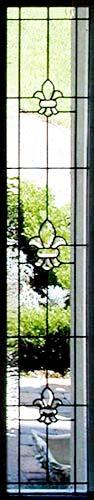 Fleur de Lis stained and leaded glass sidelight window