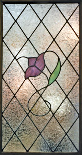 purple tulip diamonds custom stained glass window