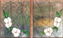 large spiderweb stained and leaded glass window