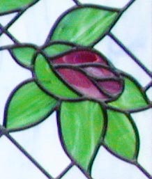 4 roses custom stained and leaded glass sidelight window