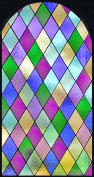 Colored diamonds stained and leaded glass window