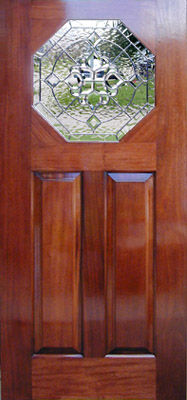 Custom mahogany door octagon window