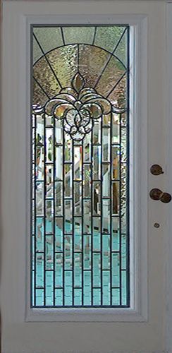 Custom leaded glass bevel door window