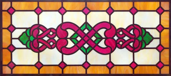 stained and leaded glass Victorian 90V glass transom window