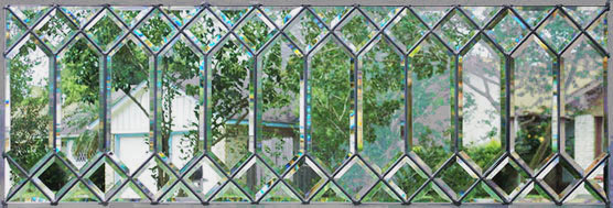 Custom leaded glass DBLHST all beveled transom window