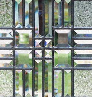 leaded glass horizontal pencil bevel transom window custom glass design