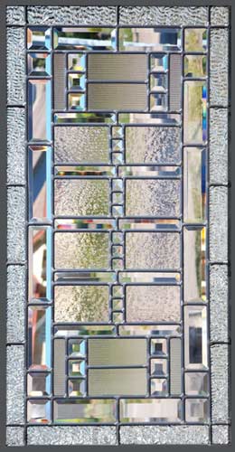 leaded glass beveled abstract window of clear textured glass