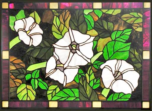 Belladonna flowers stained glass window