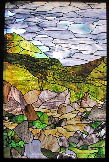 Custom stained and leaded glass window 2 for the for the Chapel at Bethany Lutheran Church in Austin, Texas, created by Jack McCoy