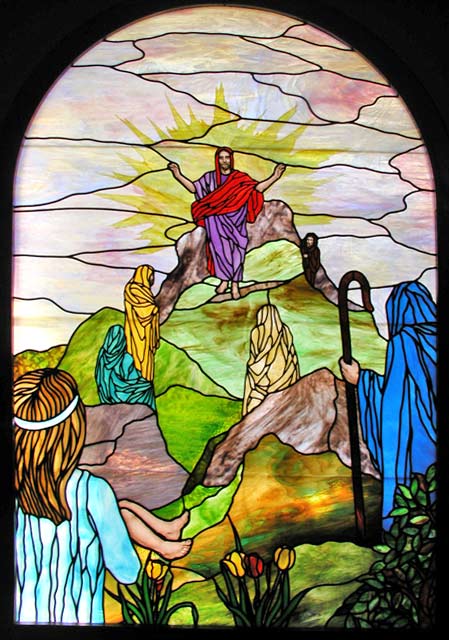 Custom stained and leaded glass windows for the for the Chapel at Bethany Lutheran Church in Austin, Texas, created by Jack McCoy