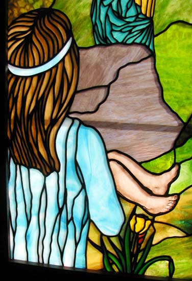 Custom stained and leaded glass windows for the Chapel at Bethany Lutheran Church in Austin, Texas, created by Jack McCoy