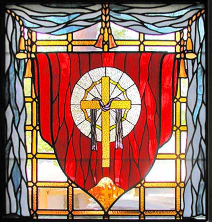 Custom stained and leaded glass Lord of Cross window