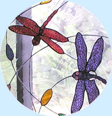 dragonflies custom stained glass window