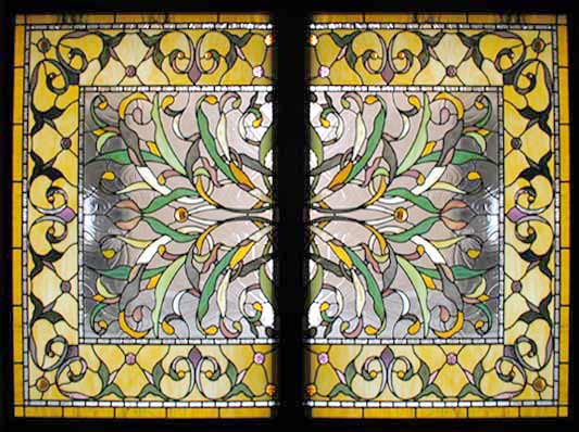 Victorian era style stained glass window