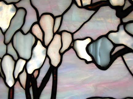 irises and magnolias stained glass Tiffany reproduction window