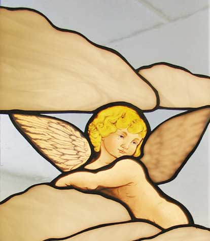 Cherub 6 stained  and leaded glass window