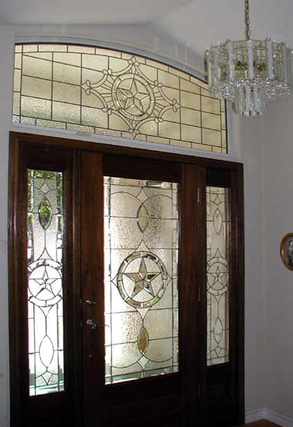 Texas star leaded glass bevel entry