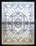 large leaded glass upstairs window
