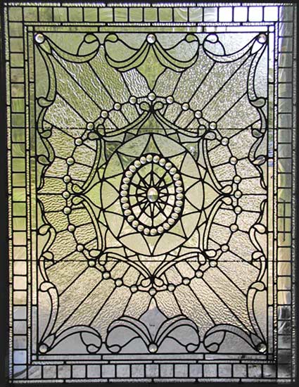 Custom leaded glass window reminiscent of the Victorian era