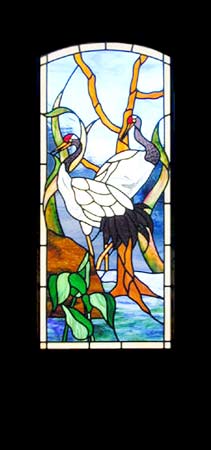 Oriental Cranes Window Stained Glass Door Custom Glass Design