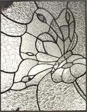 stained glass butterfly on flower custom glass design