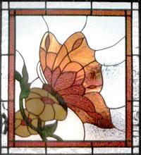 Butterfly and Flower Leaded Stained Glass Window