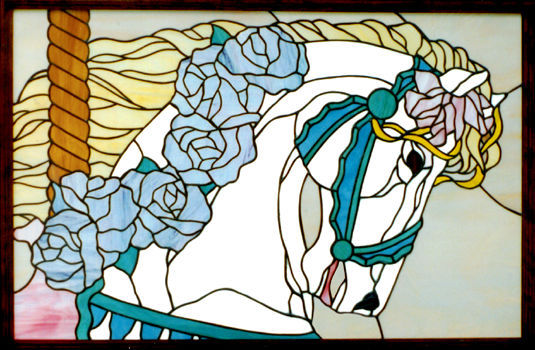 Carousel horse stained glass window
