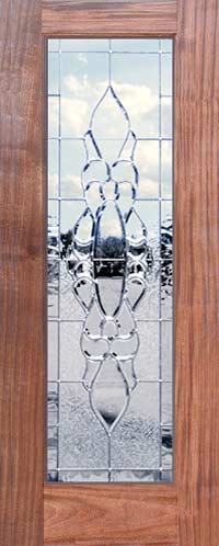 Custom mahogany door with leaded beveled glass custom window