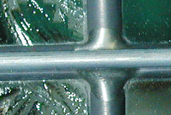 photo of rebar used on a leaded glass window