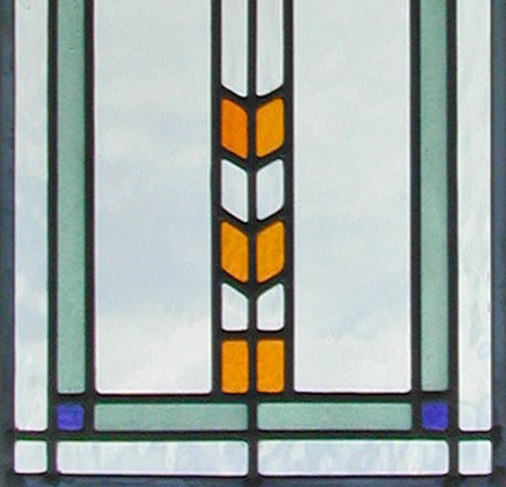 Custom FLW38 stained and leaded glass window inspired by Frank Lloyd Wright