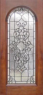 leaded glass beveled inf arched door