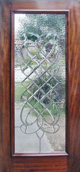 mahogany door with custom leaded glass window