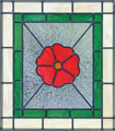 Custom red flower stained and leaded glass window