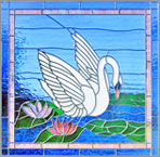 Swan leaded stained glass window