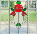 Custom stained and leaded glass vVictorian style rose window