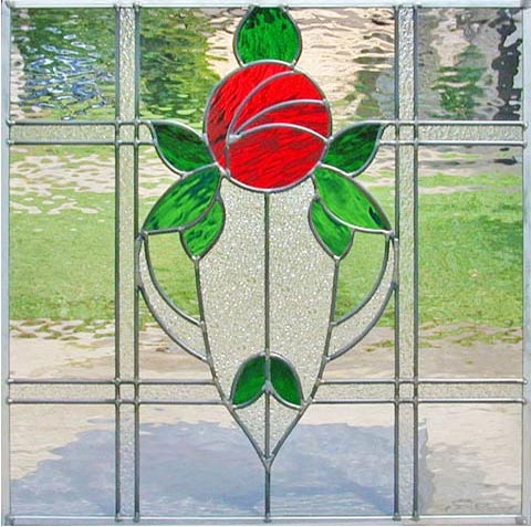 Custom stained glass Victorian style rose window