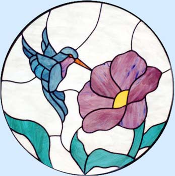 stained glass hummingbird circle window