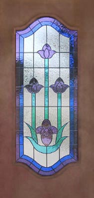 door with tulip stained glass window