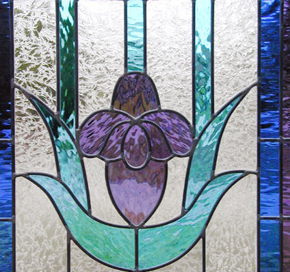 stained and leaded glass tulip custom door window