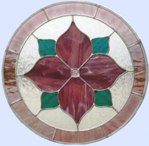 stained and leaded glass circle window